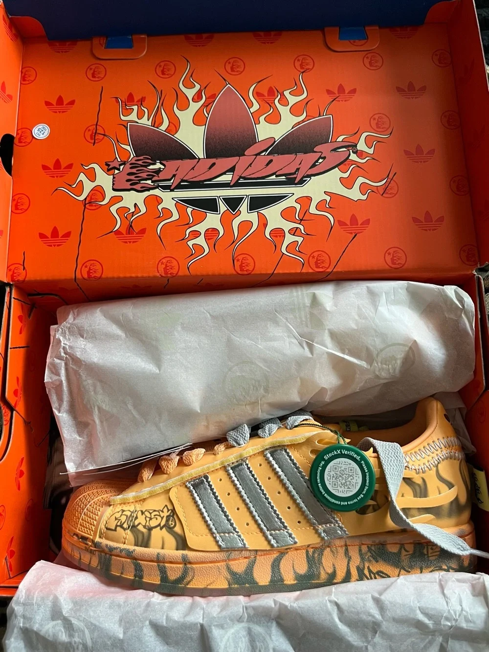 Hellstar Superstar Sneakers in Orange and Gray